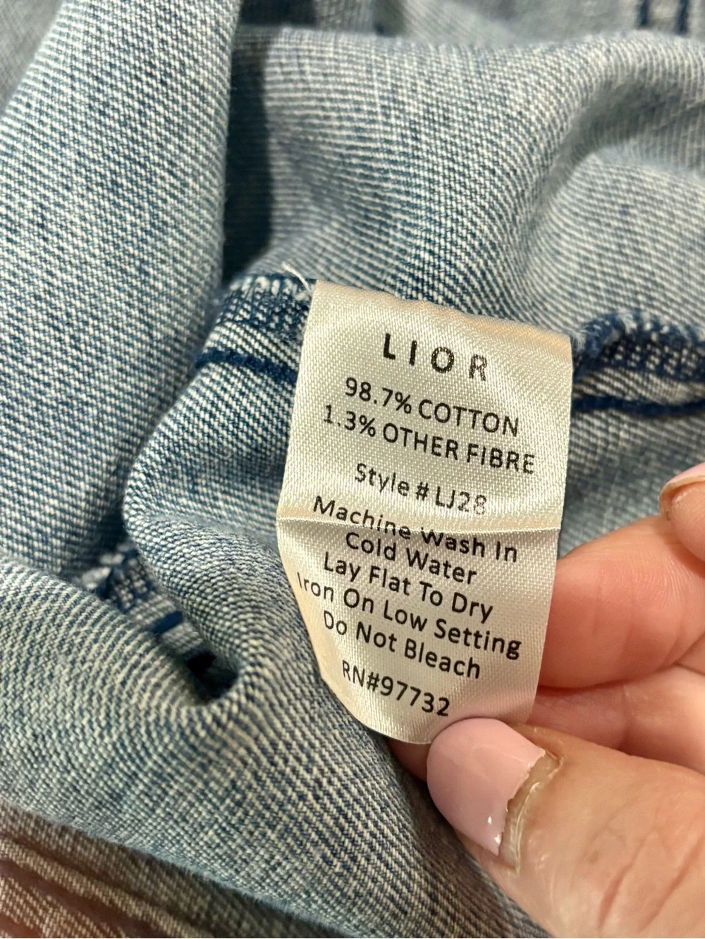 Lior Paris Plaid Denim Jacket Large Frayed Hem Button Front Shacket Blue